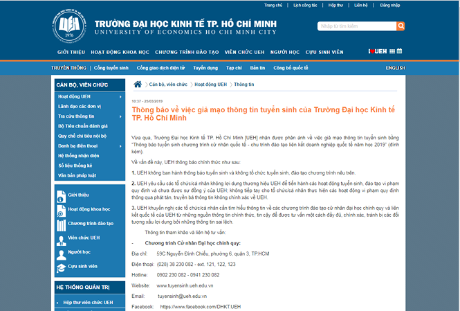 Đại học Kinh tế TP. HCM bị giả con dấu, lừa thí sinh ảnh 1