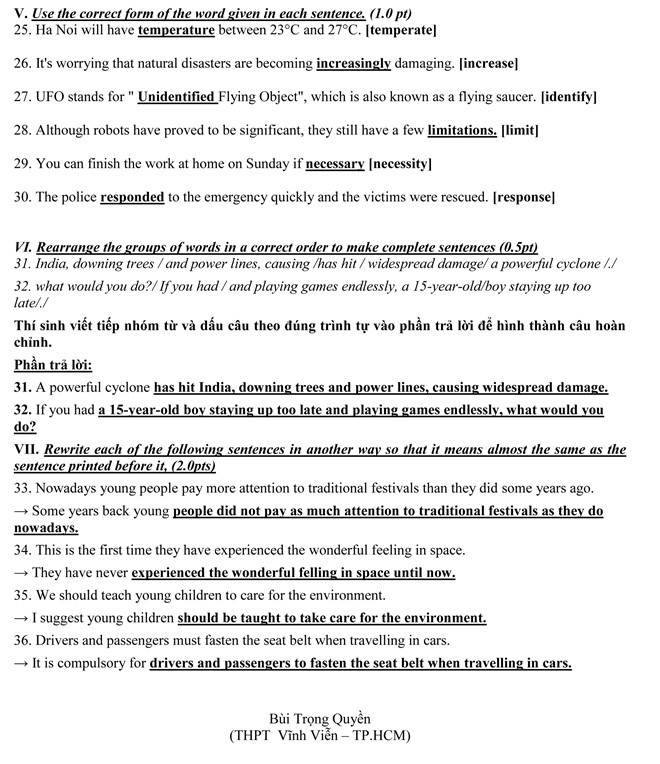 Đề thi và gợi ý đáp án môn Ngoại ngữ lớp 10 ở TP.HCM ảnh 3