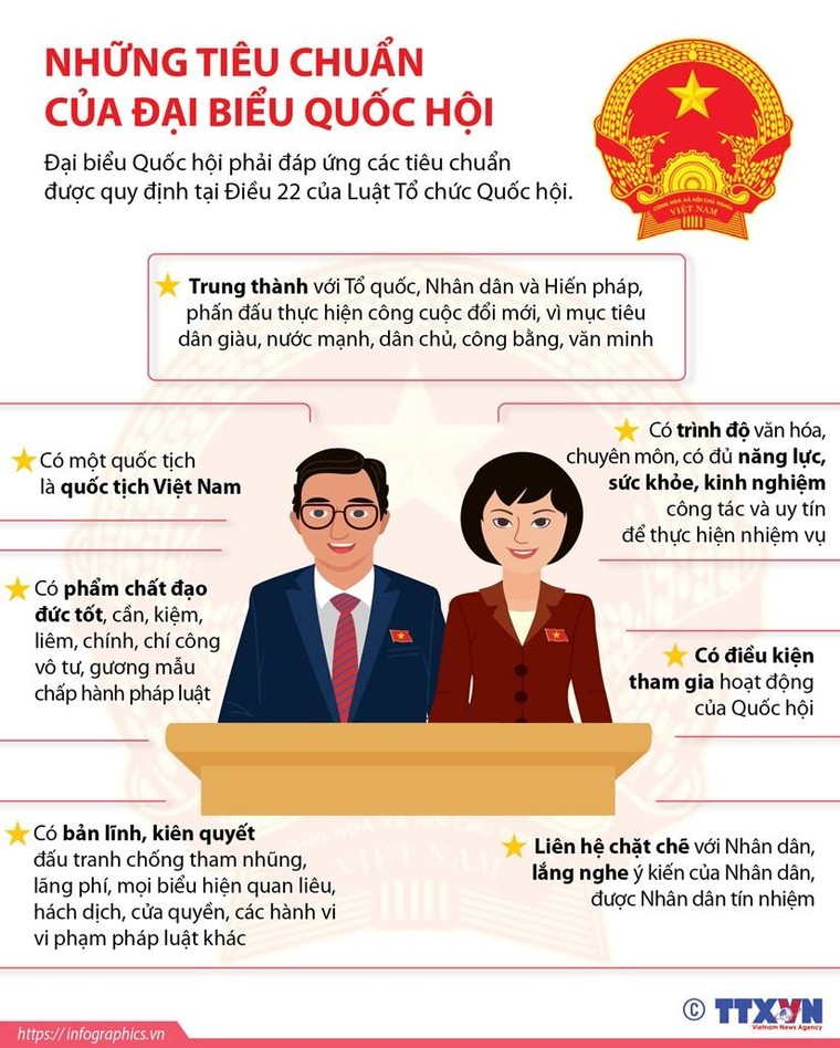 [Infographics] Đại biểu Quốc hội phải đáp ứng những tiêu chuẩn nào? ảnh 1
