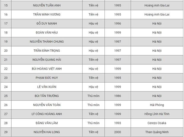 Công bố 29 cầu thủ Việt Nam thi đấu vòng loại thứ hai World Cup 2022 khu vực châu Á ảnh 2