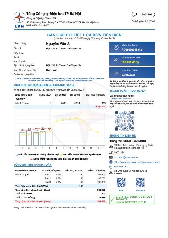 EVN áp dụng mẫu hóa đơn điện tử mới từ 1/7 ảnh 1