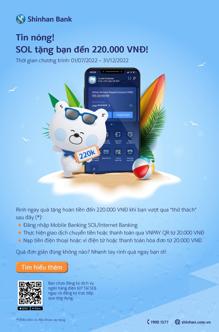 Nhận hoàn tiền lên đến 220.000 đồng khi thực hiện giao dịch trên ứng dụng Mobile Banking SOL ảnh 1