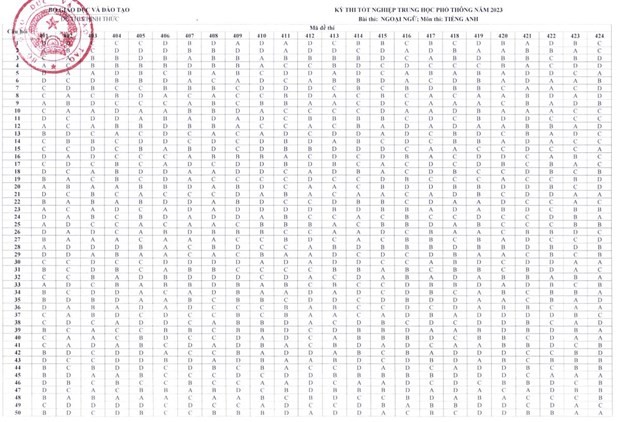 Bộ GD-ĐT công bố đáp án 8 môn thi trắc nghiệm kỳ thi tốt nghiệp THPT ảnh 7