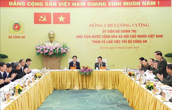 Chủ tịch nước Lương Cường làm việc với Bộ Công an ảnh 2