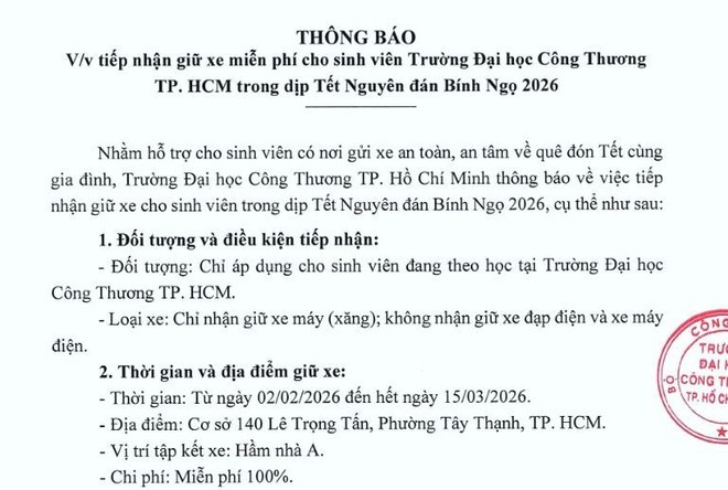 Trường đại học cho sinh viên ở nhà ăn Tết gần 2 tháng, nhận trông xe miễn phí ảnh 1