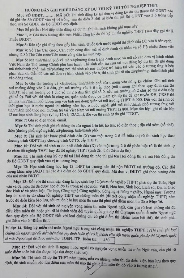 Hướng dẫn chi tiết về điểm mới đăng ký dự thi tốt nghiệp THPT 2026 ảnh 2