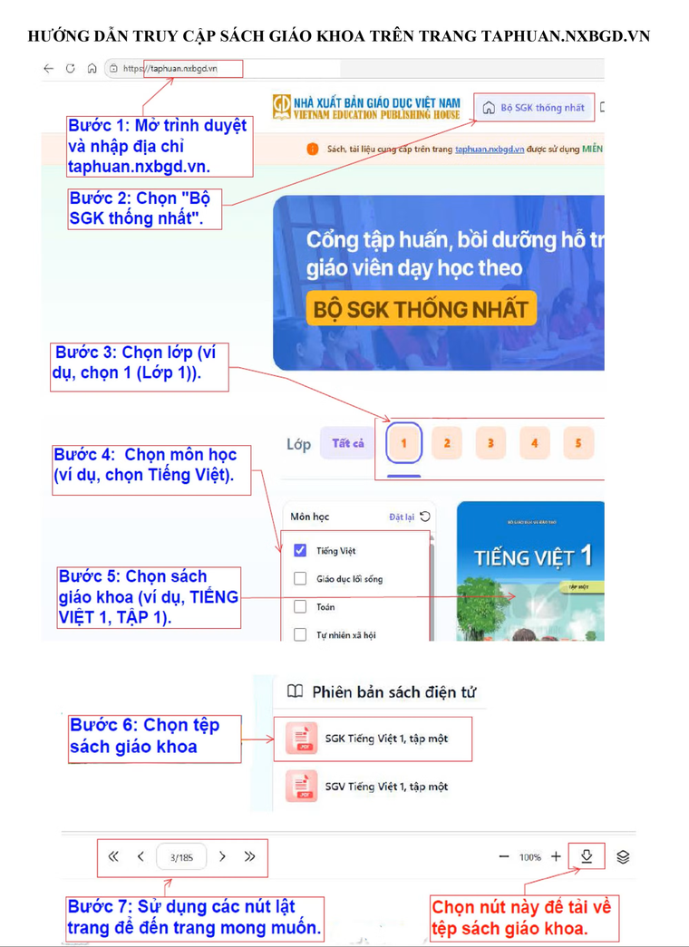Bảy bước truy cập sách giáo khoa điện tử cho học sinh ảnh 1