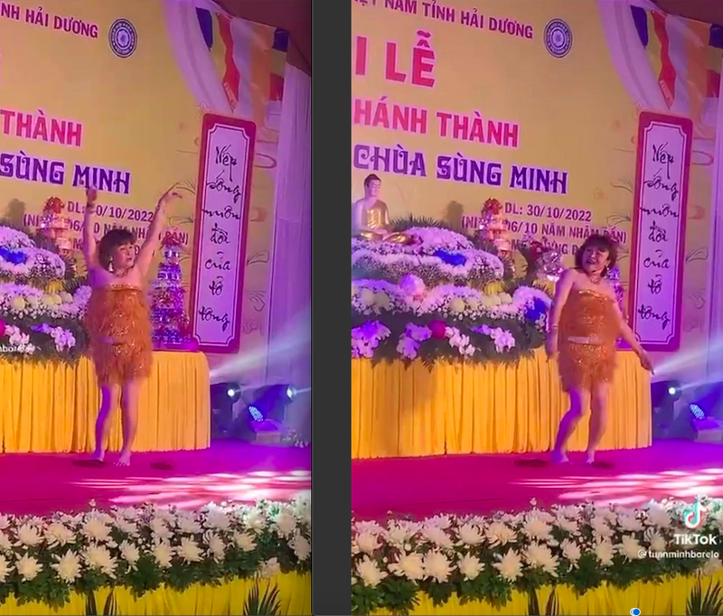 Xuân Hinh ăn mặc phản cảm, nhảy múa điên cuồng trong lễ khánh thành Tổ đường chùa Sùng Minh ảnh 2