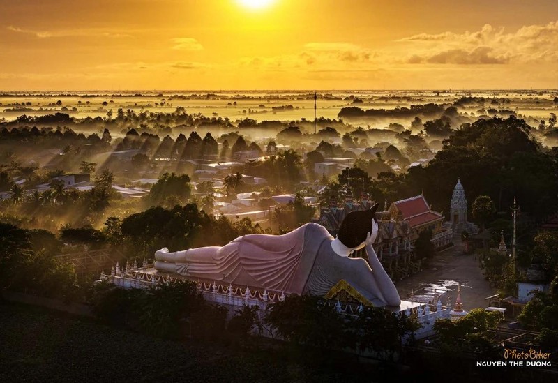 Chiêm ngưỡng tượng Phật nằm khổng lồ ở Sóc Trăng nhìn từ trên cao ảnh 5