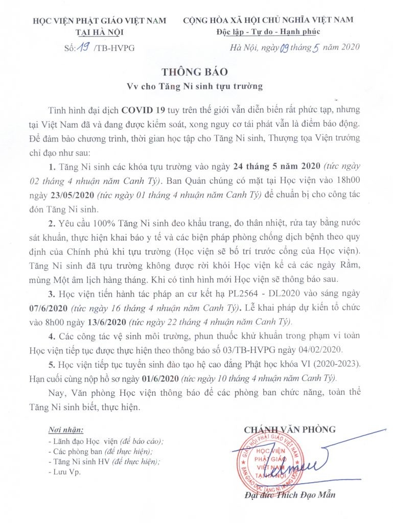 Học viện Phật giáo tại Hà Nội thông báo ngày tựu trường ảnh 1