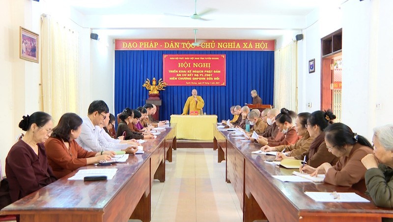 Hội đồng Trị sự GHPGVN tỉnh Tuyên Quang họp chuẩn bị Đại lễ Phật đản Phật lịch 2567 ảnh 1