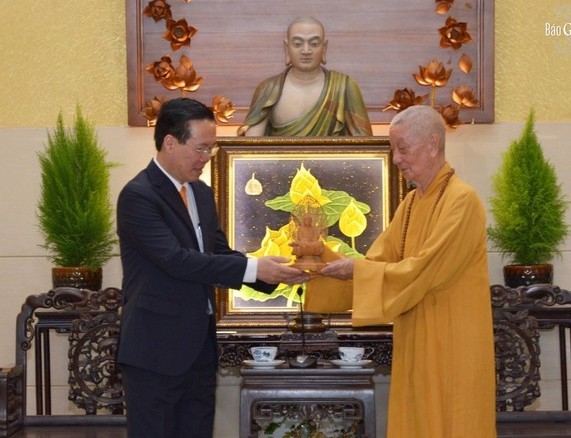 Chủ tịch nước Võ Văn Thưởng thăm Chủ tịch Hội đồng Trị sự GHPGVN ảnh 3