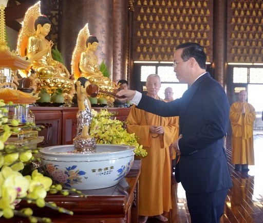 Chủ tịch nước Võ Văn Thưởng thăm Chủ tịch Hội đồng Trị sự GHPGVN ảnh 4