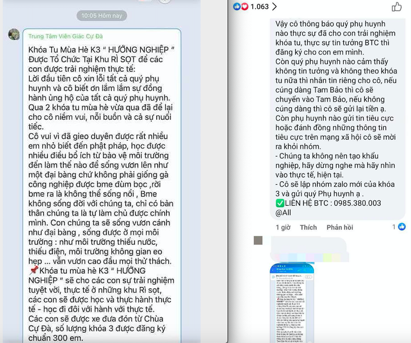 Bị yêu cầu dừng, khoá tu mùa hè chùa Cự Đà chuyển địa điểm tu thành khu nghỉ dưỡng? ảnh 2