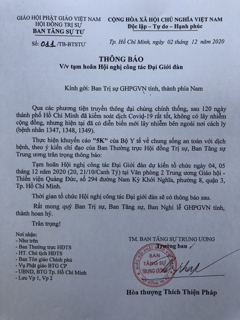 thôn gbaso tạm hoãn đại giới đàn