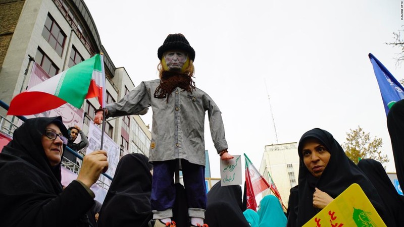 An effigy of the US President paraded on the streets of Tehran.