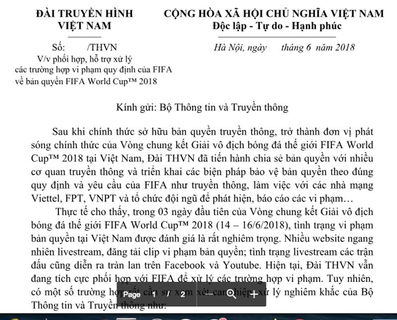 VTV bị vi phạm bản quyền, World Cup có thể dừng phát sóng - ảnh 1