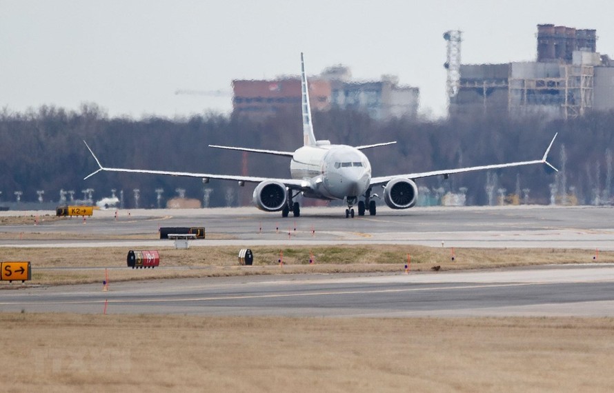 Máy bay Boeing 737 Max 8 hạ cánh tại sân bay Reagan ở Washington D.C., Mỹ, ngày 13/3/2019. (Ảnh: THX/ TTXVN)