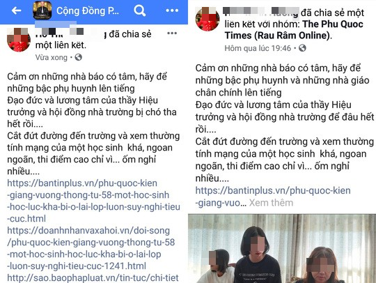 Nội dung bà H. xúc phạm người khác trên Facebook