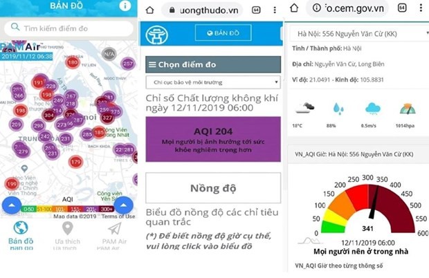 Theo ông Hoàng Dương Tùng, Chủ tịch Mạng lưới không khí sạch Việt Nam, đây là hiện tượng ô nhiễm không khí chưa từng thấy ở Hà Nội. (Ảnh chụp màn hình)