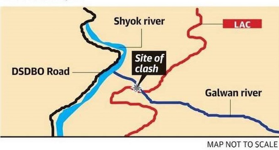 Bản đồ khu vực tranh chấp dọc đường LAC giữa Ấn Độ và Trung Quốc (Ảnh: The Hindu)