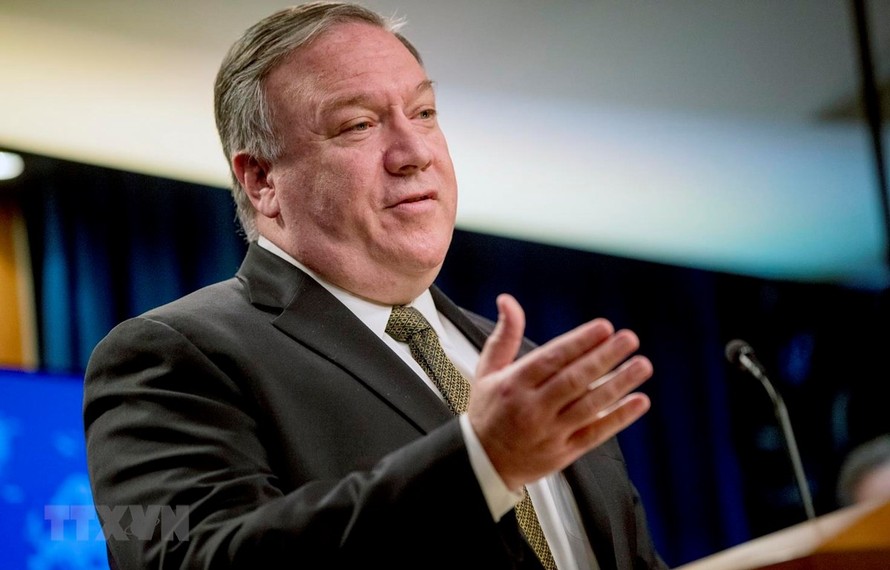 Ngoại trưởng Mỹ Mike Pompeo phát biểu trong cuộc họp báo tại Washington, DC ngày 10/6/2020. (Ảnh: AFP/TTXVN)