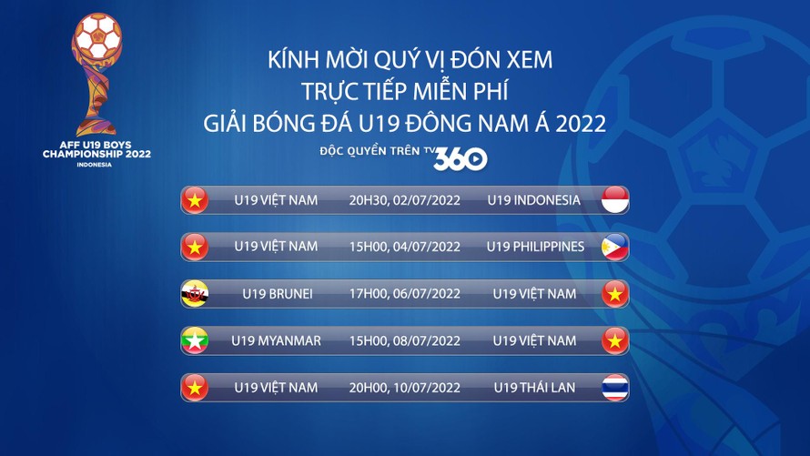 Viettel sở hữu bản quyền phát sóng Giải vô địch U19 Đông Nam Á 2022 