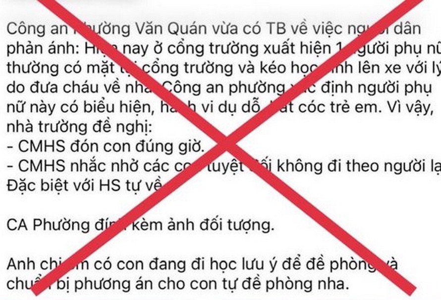 Hình ảnh thông tin lan truyền trên mạng xã hội là sai sự thật. (Ảnh: Chụp màn hình)