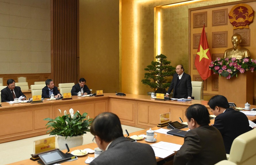 Thủ tướng làm việc với lãnh đạo tỉnh Trà Vinh ngày 18/12. Ảnh: VGP/Quang Hiếu 