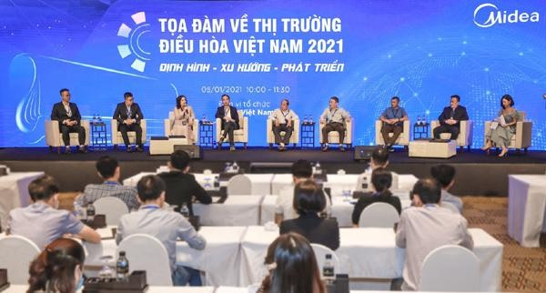 Toàn cảnh buổi tọa đàm về thị trường điều hòa năm 2021 do Midea tổ chức. (Ảnh: Vietnamnet)