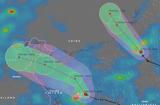 2 áp thấp nhiệt đới cùng hoạt động trên biển Đông. (Ảnh: VNDMS)