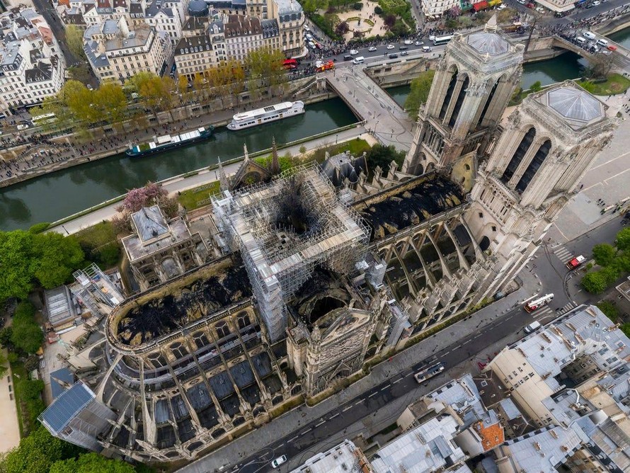 Nhà thờ Đức Bà Paris sau vụ cháy. (Ảnh: UNESCO)