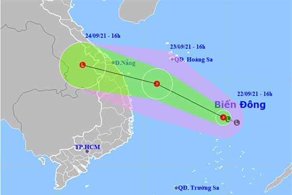 Dự báo hướng đi của áp thấp nhiệt đới. Ảnh: NCHMF