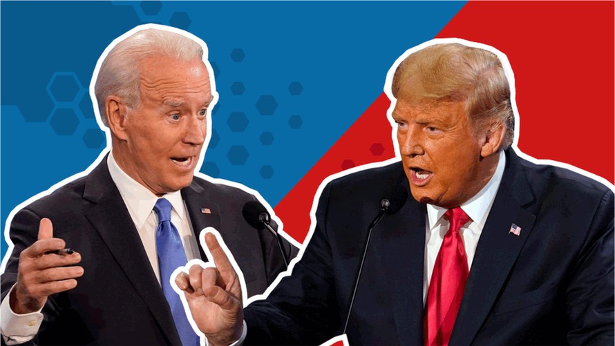 Tổng thống Mỹ Joe Biden và người tiền nhiệm Donald Trump. (Ảnh: BBC)