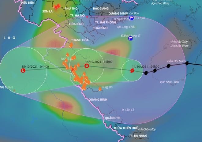 Dự báo đường đi của bão số 8 trong những giờ tới. Ảnh: VNDMS. 