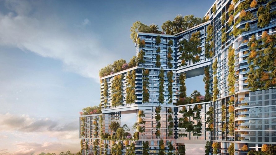 Dự án Sky Forest gồm 3 toà tháp, có độ cao gần 200m, soi mình bên vịnh đảo rộng mênh mông với diện tích mặt nước lên tới 50 ha.