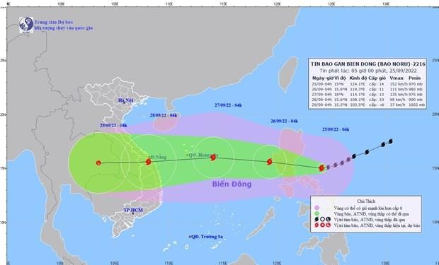 Dự báo đường đi của cơn bão Noru. (Nguồn: Trung tâm Dự báo khí tượng thủy văn quốc gia) 