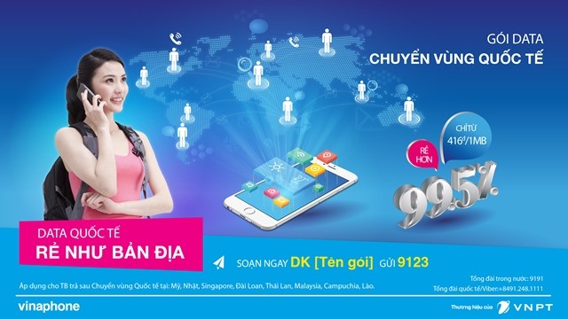 VinaPhone giảm 99,7% cước dịch vụ Data Roaming