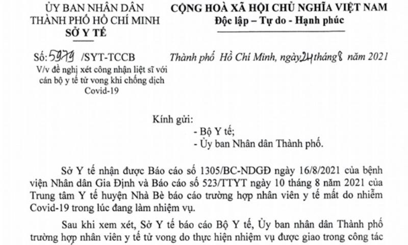 Đề nghị xét công nhận liệt sĩ 2 nhân viên y tế tử vong khi chống COVID-19