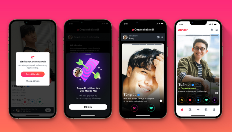 Tinder ra mắt tính năng ông Mai bà Mối