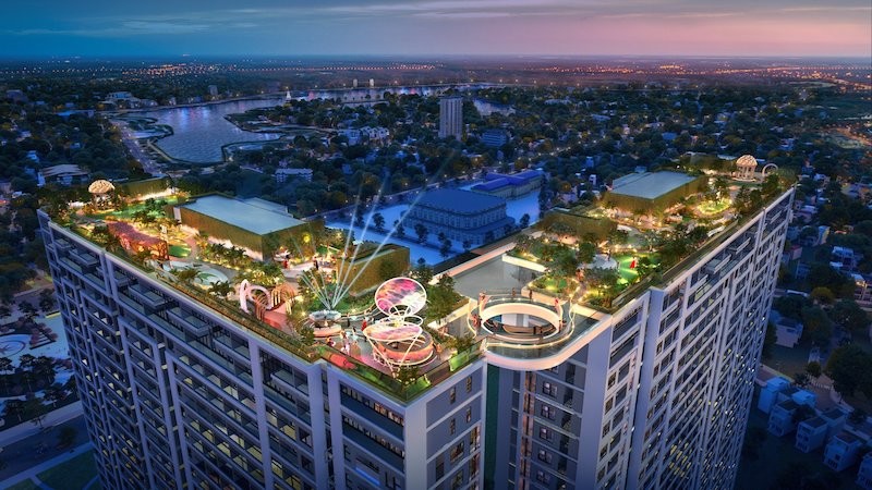 Phối cảnh chuỗi tiện ích cao cấp tại Vic Sky Garden tại dự án biểu tượng Vic Grand Square.