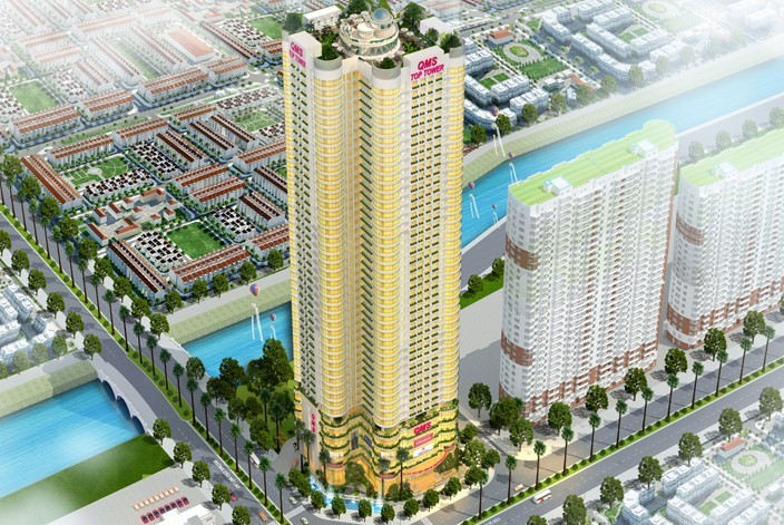 Phối cảnh dự án QMS Top Tower nhìn từ trên cao.