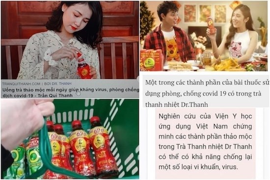 Những hình ảnh quảng cáo trà thảo mộc Dr Thanh có tác dụng trong việc phòng ngừa Covid-19