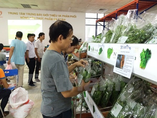 Người tiêu dùng tìm hiểu lựa chọn các sản phẩm tại Trung tâm. (Ảnh: Thanh Tâm/Vietnam+)