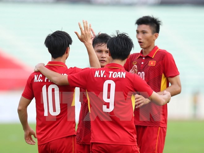 U22 Việt Nam hướng đến chiến thắng thứ 2 tại SEA Games 29. (Ảnh: Quốc Khánh/TTXVN)