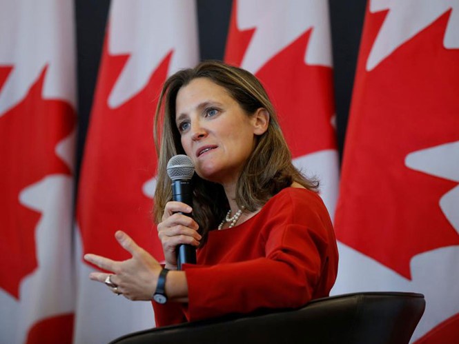 Bộ trưởng Ngoại giao Canada Chrystia Freeland (Ảnh: REUTERS)