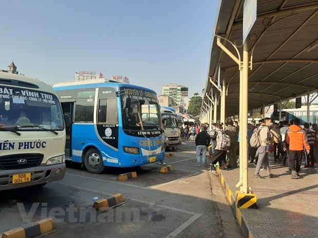 Các bến xe đã sẵn sàng phương tiện để đáp ứng nhu cầu đi lại của người dân. (Ảnh: Việt Hùng/Vietnam+)