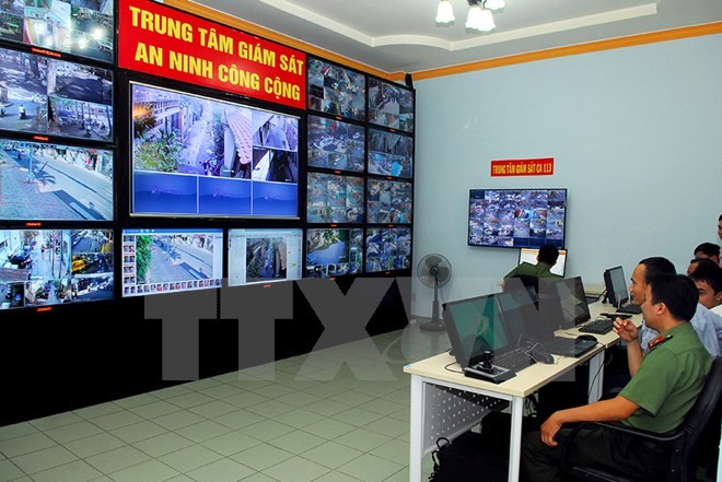 Trung tâm giám sát camera an ninh công cộng của Công an Quận 5, TP HCM..