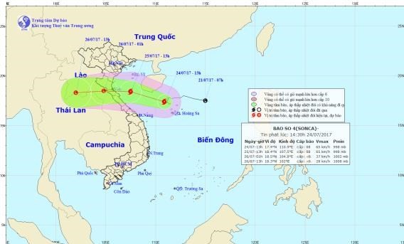 Đường đi của cơn bão. (Nguồn: nchmf.gov.vn)