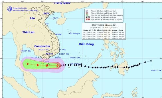 Đường đi và vị trí cơn bão